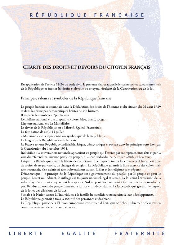 Charte des droits et devoirs du citoyen français